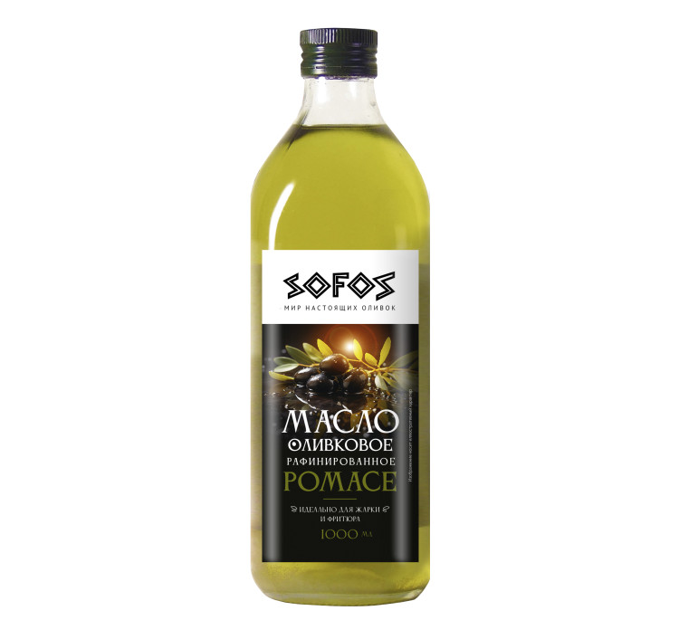 Масло оливковое рафинированное POMACE ТМ «SOFOS» 1000 мл